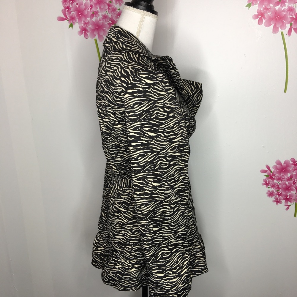 Sandro Studio Zebra Print Ruffle Jacket/Coat Xl - image 4